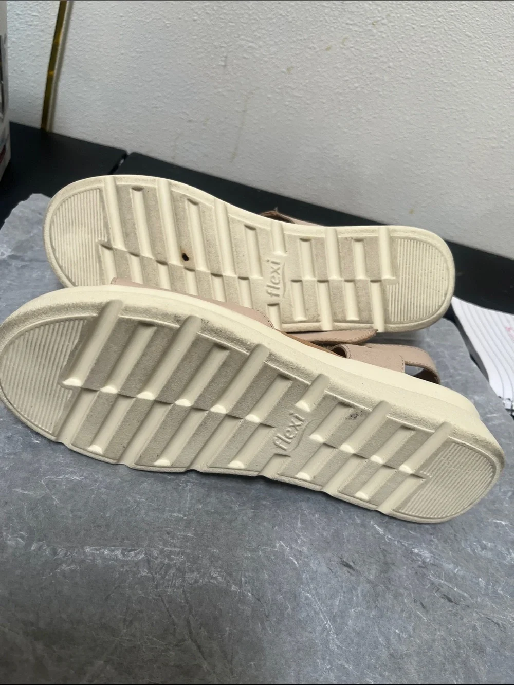 Flexi Beige T-Strap Comfort Sandals